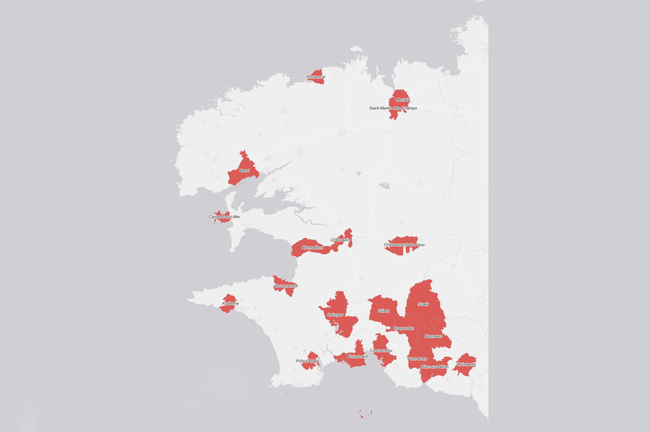 Carte Finistère arrêté préfectoral mérule